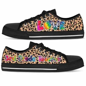 3Rd Grade Teacher Leopard Love Low Top Shoes, Teacher Shoes, Low Top Sneakers