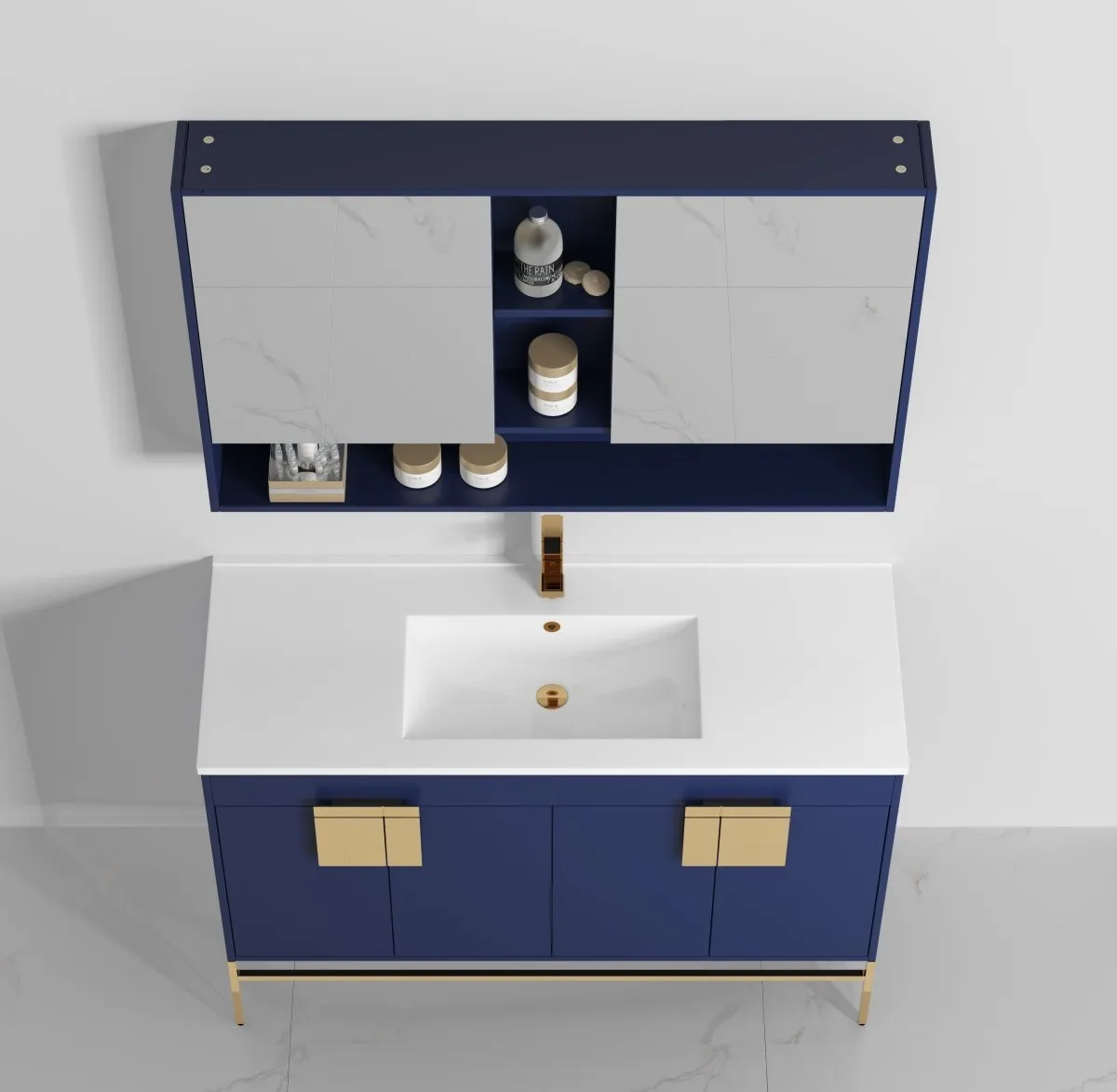 47" Tennant Brand Kuro Minimalistic Navy Blue Single Sink Bathroom Vanity - CL-108NB-50SK