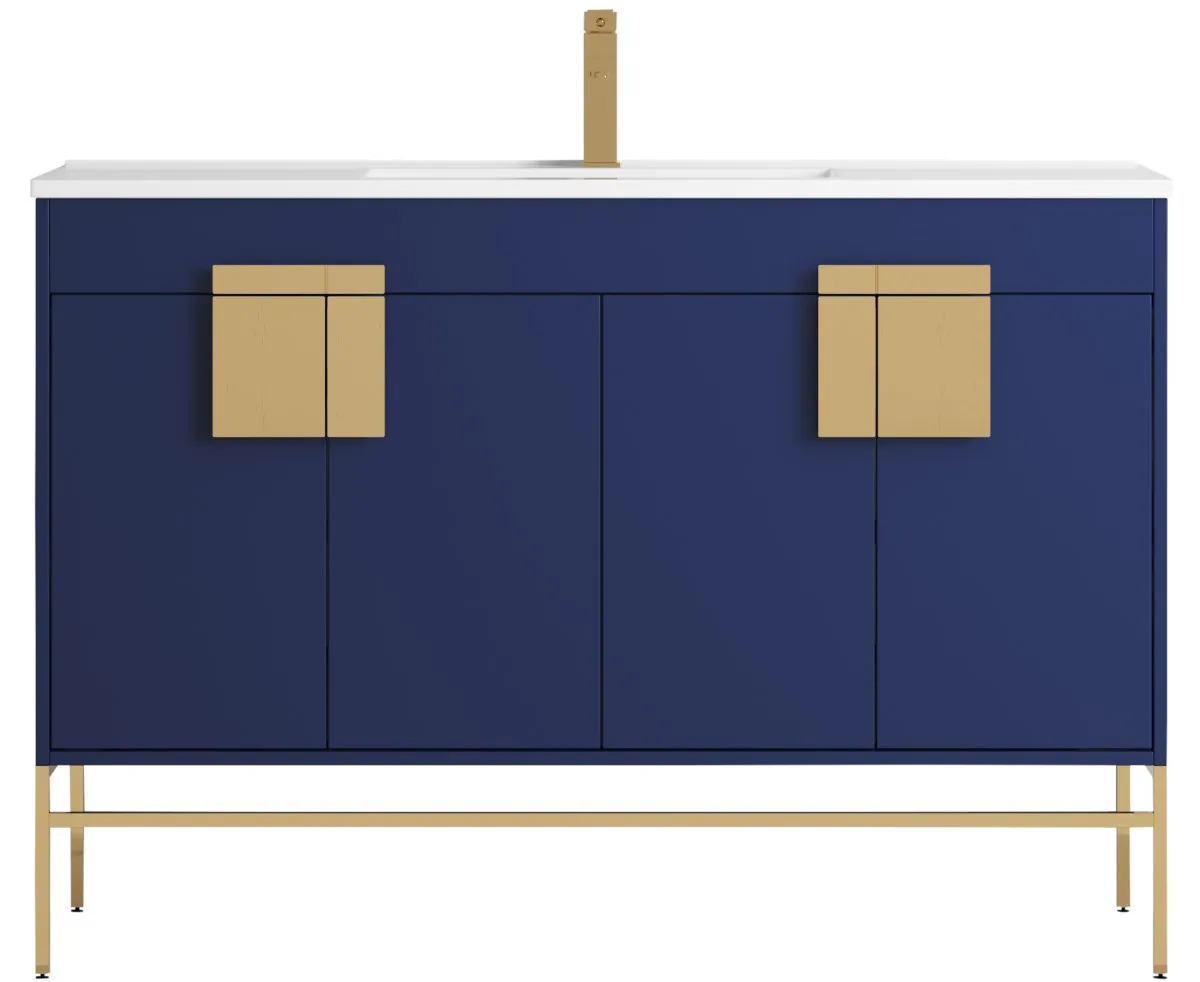 47" Tennant Brand Kuro Minimalistic Navy Blue Single Sink Bathroom Vanity - CL-108NB-50SK