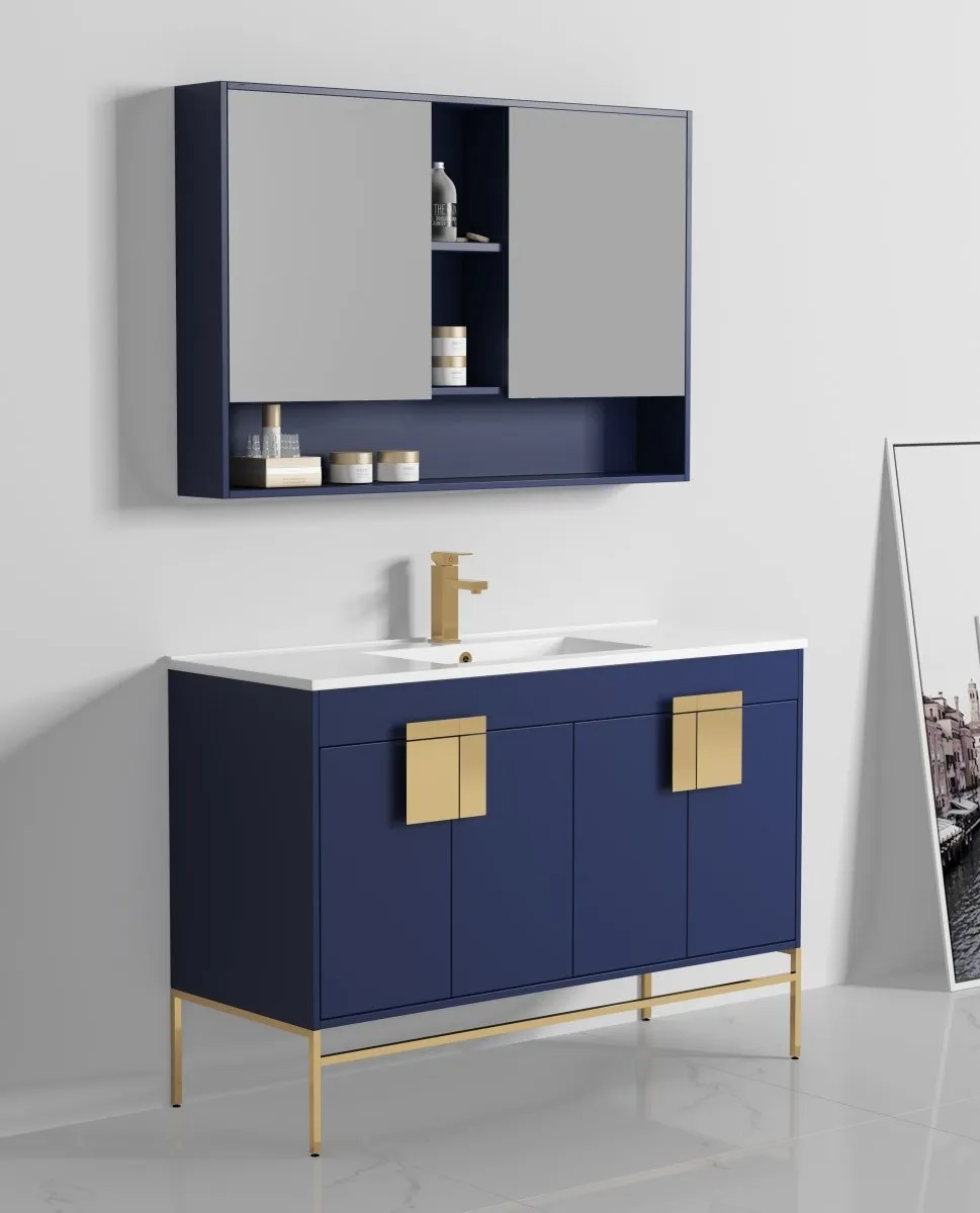 47" Tennant Brand Kuro Minimalistic Navy Blue Single Sink Bathroom Vanity - CL-108NB-50SK