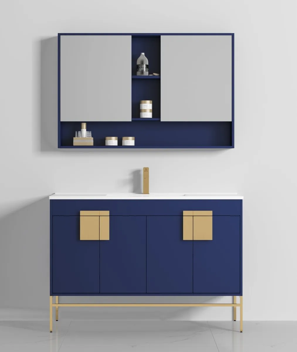 47" Tennant Brand Kuro Minimalistic Navy Blue Single Sink Bathroom Vanity - CL-108NB-50SK