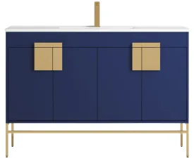 47" Tennant Brand Kuro Minimalistic Navy Blue Single Sink Bathroom Vanity - CL-108NB-50SK