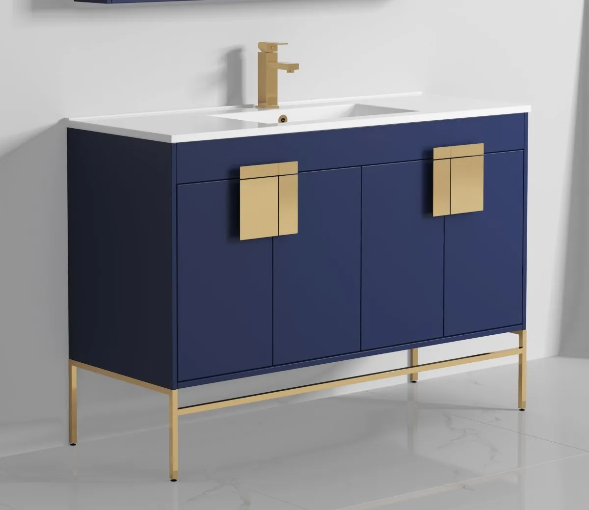 47" Tennant Brand Kuro Minimalistic Navy Blue Single Sink Bathroom Vanity - CL-108NB-50SK