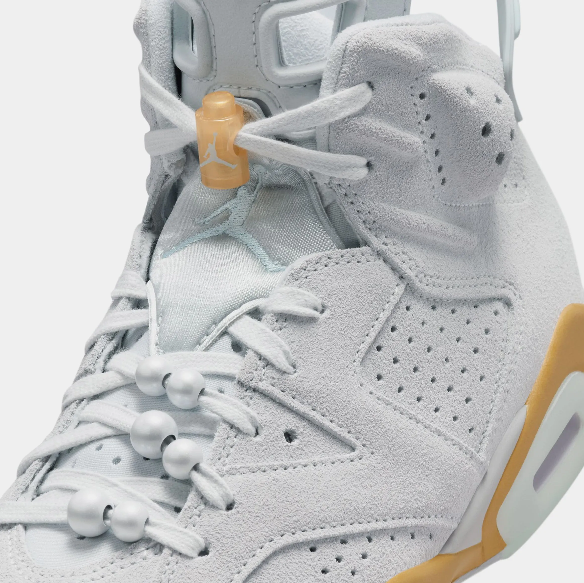 Air Jordan 6 Retro Pearl Womens Lifestyle Shoes (Pure Platinum/Glacier Blue/Metallic Gold)