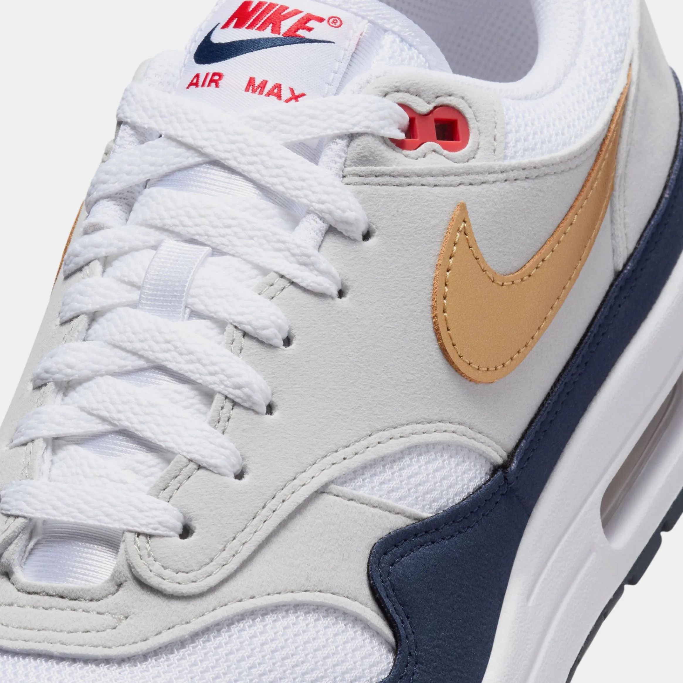 Air Max 1 Mens Running Shoes (Obsidian/White/Light Smoke Grey/Metallic Gold)