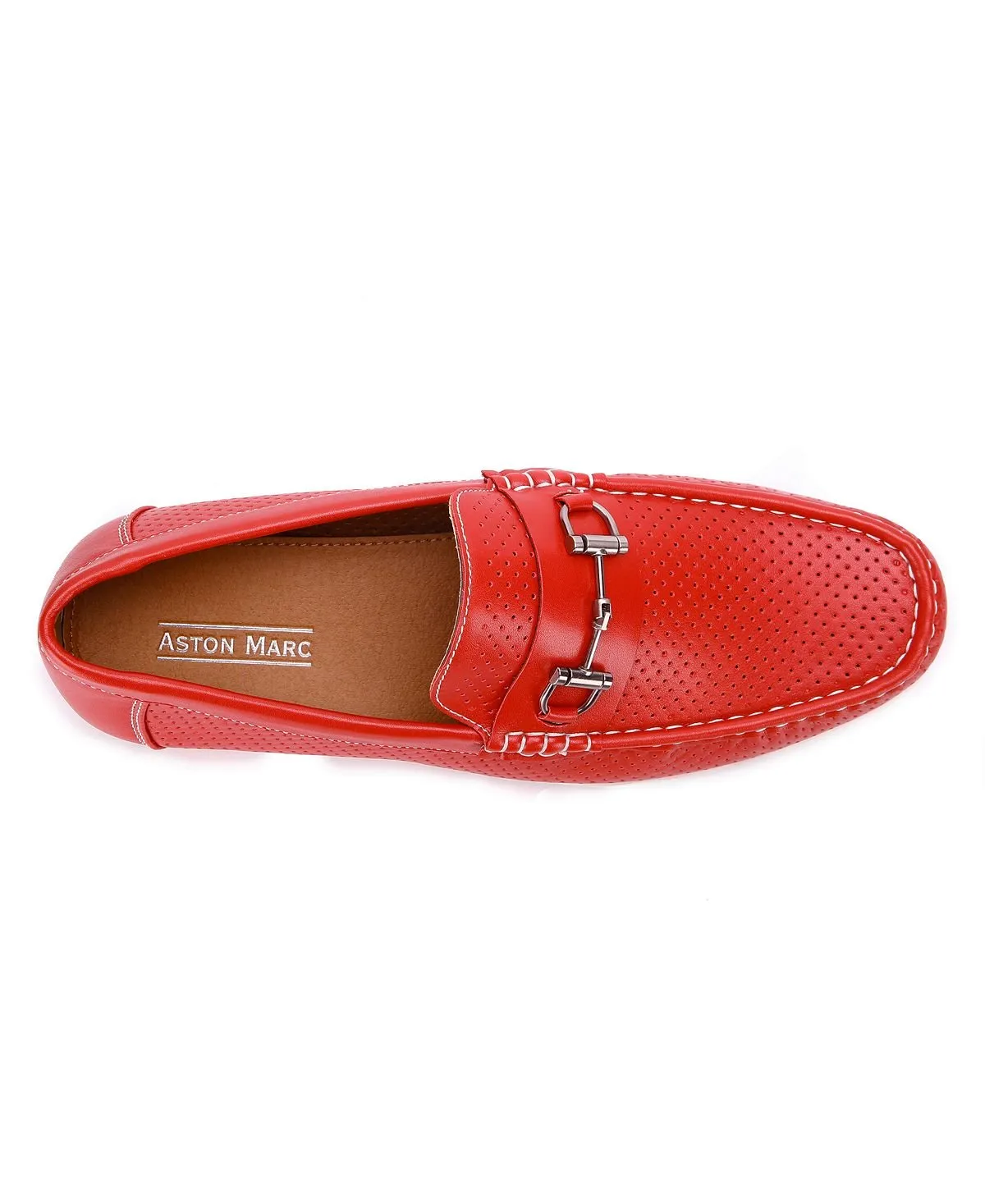 Aston Marc Men's Perforated Classic Moccasins, Red