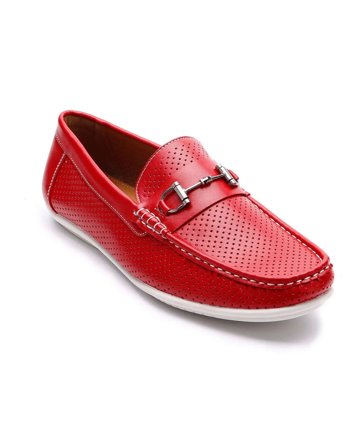 Aston Marc Men's Perforated Classic Moccasins, Red