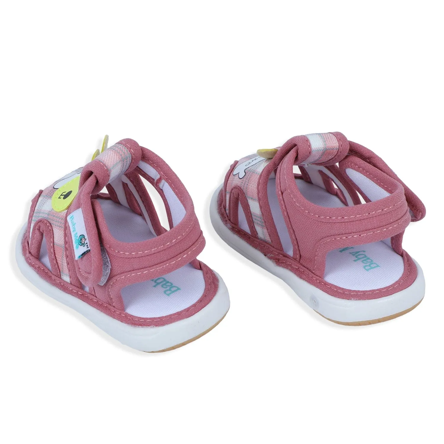 Baby Moo Cute Puppy Checked Chu-Chu Sound Breathable Anti-Skid Sandals - Pink