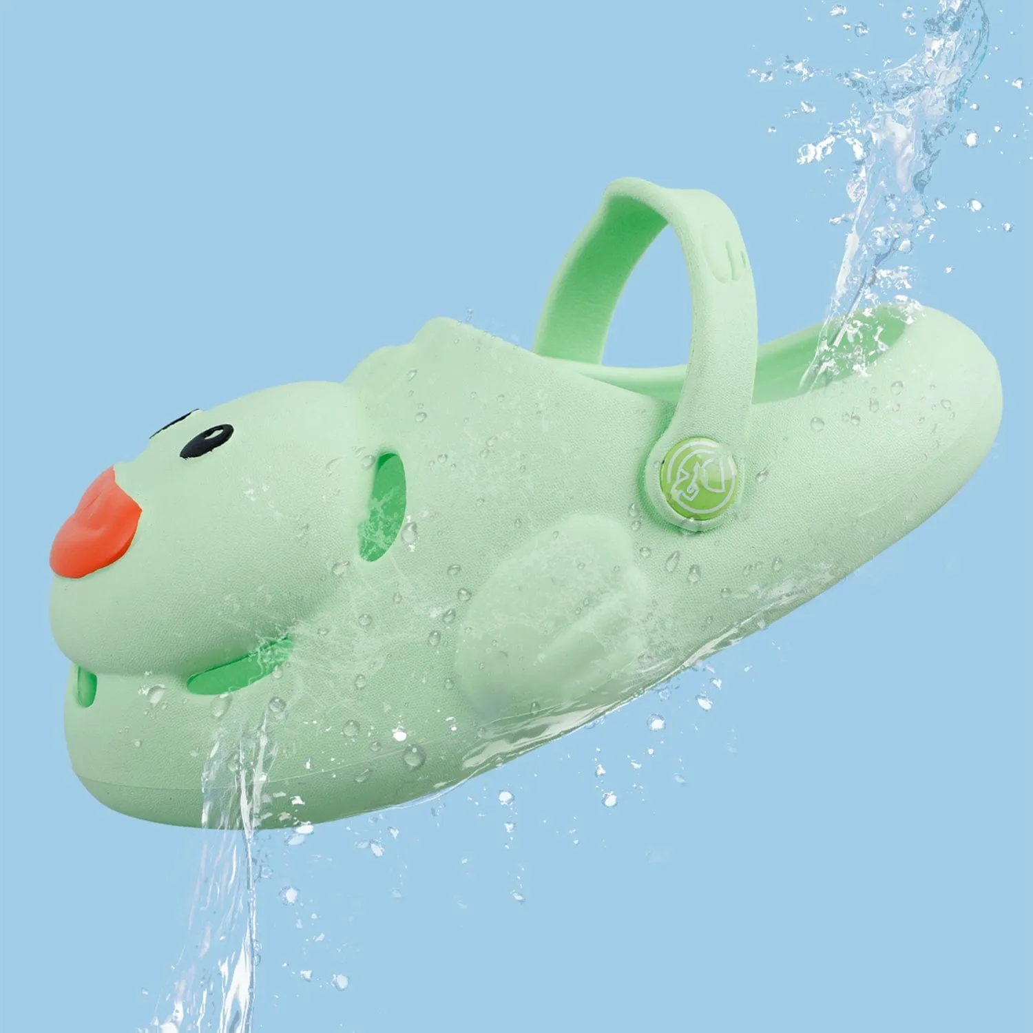 Baby Moo Swimming Duck Waterproof Anti-Skid Sling Back Clogs - Green