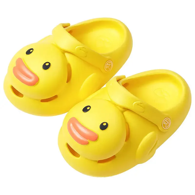 Baby Moo Swimming Duck Waterproof Anti-Skid Sling Back Clogs - Yellow