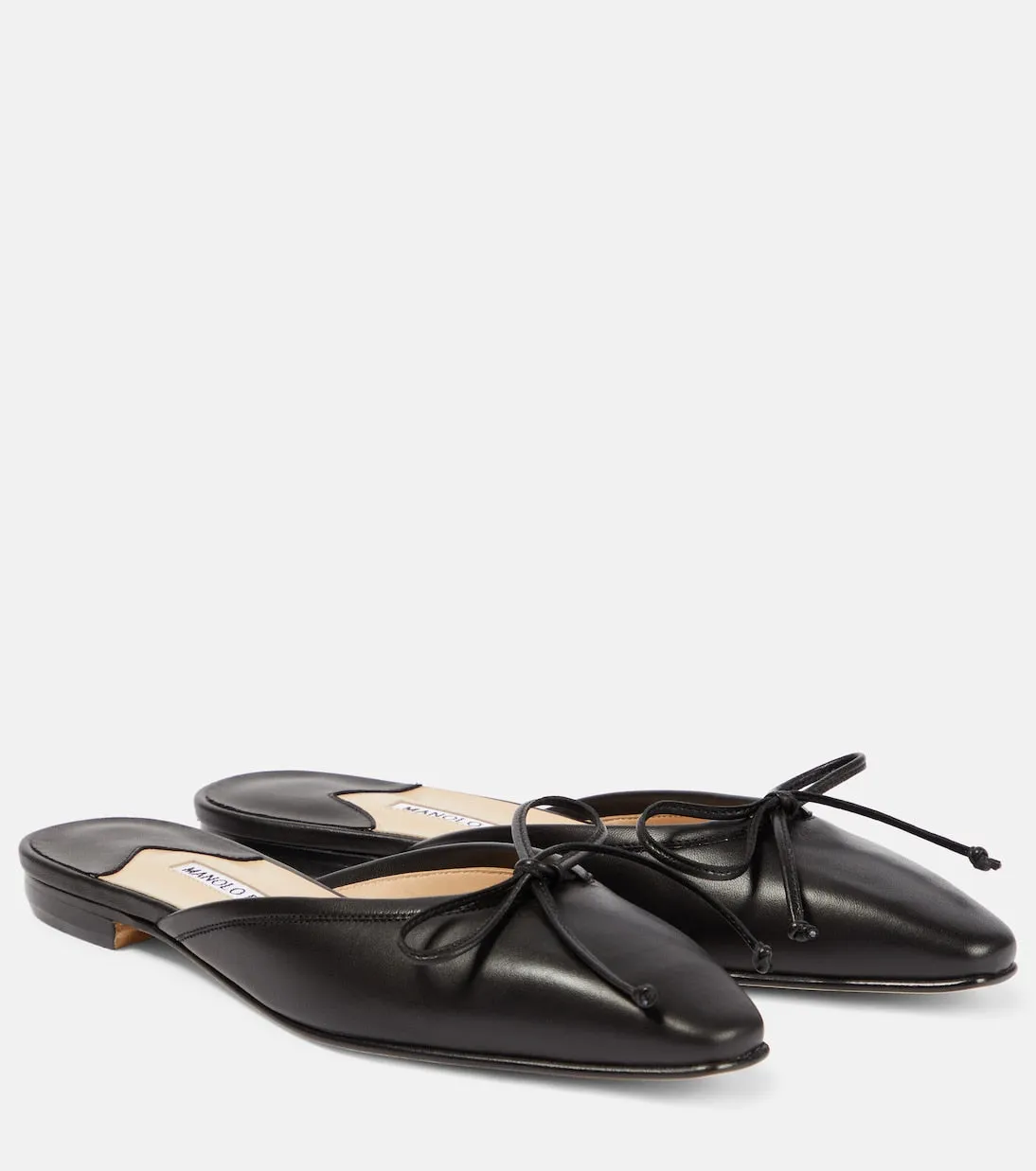 Ballerimu Manolo Blahnik leather slippers, black