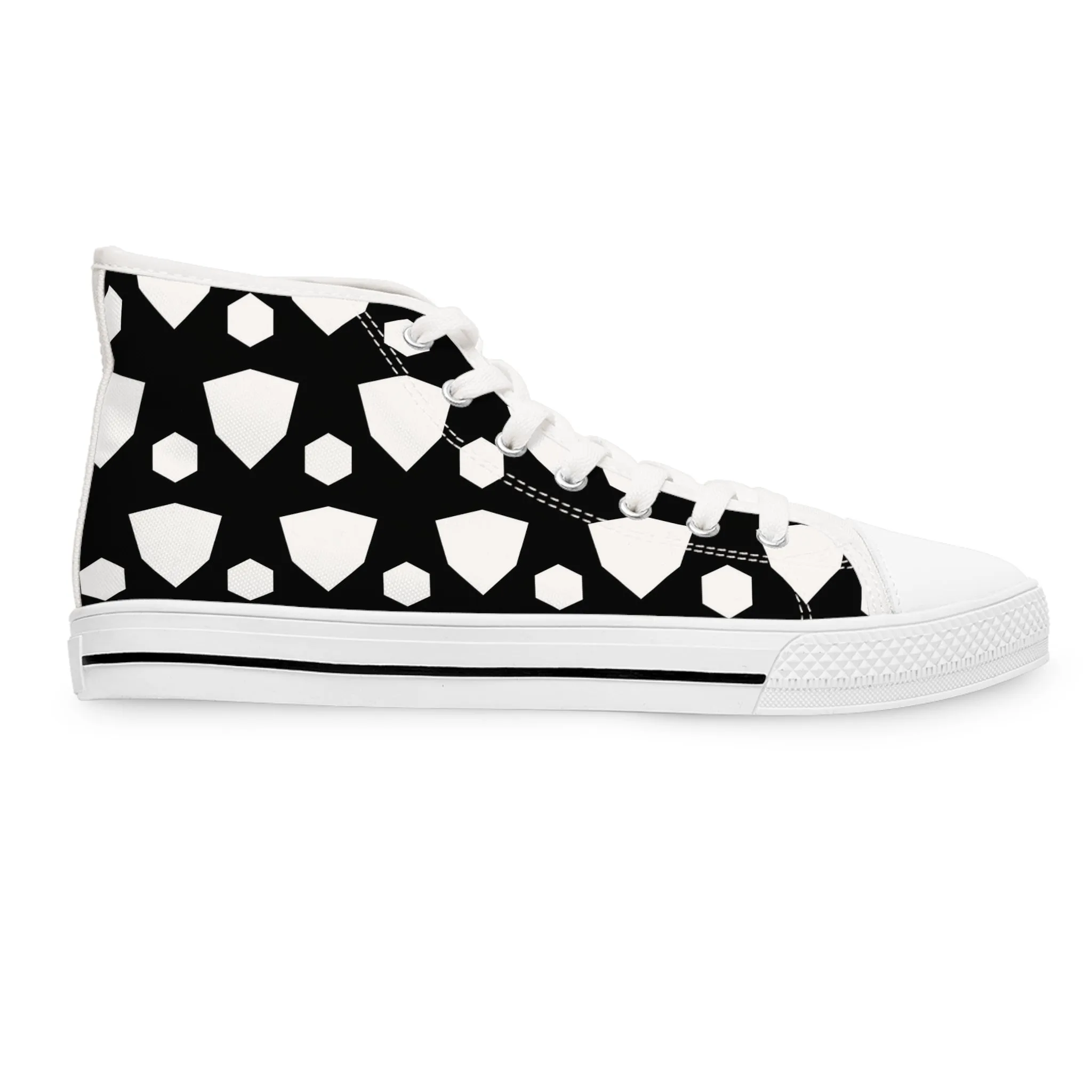 Black and White Shield Women's High Top Sneakers