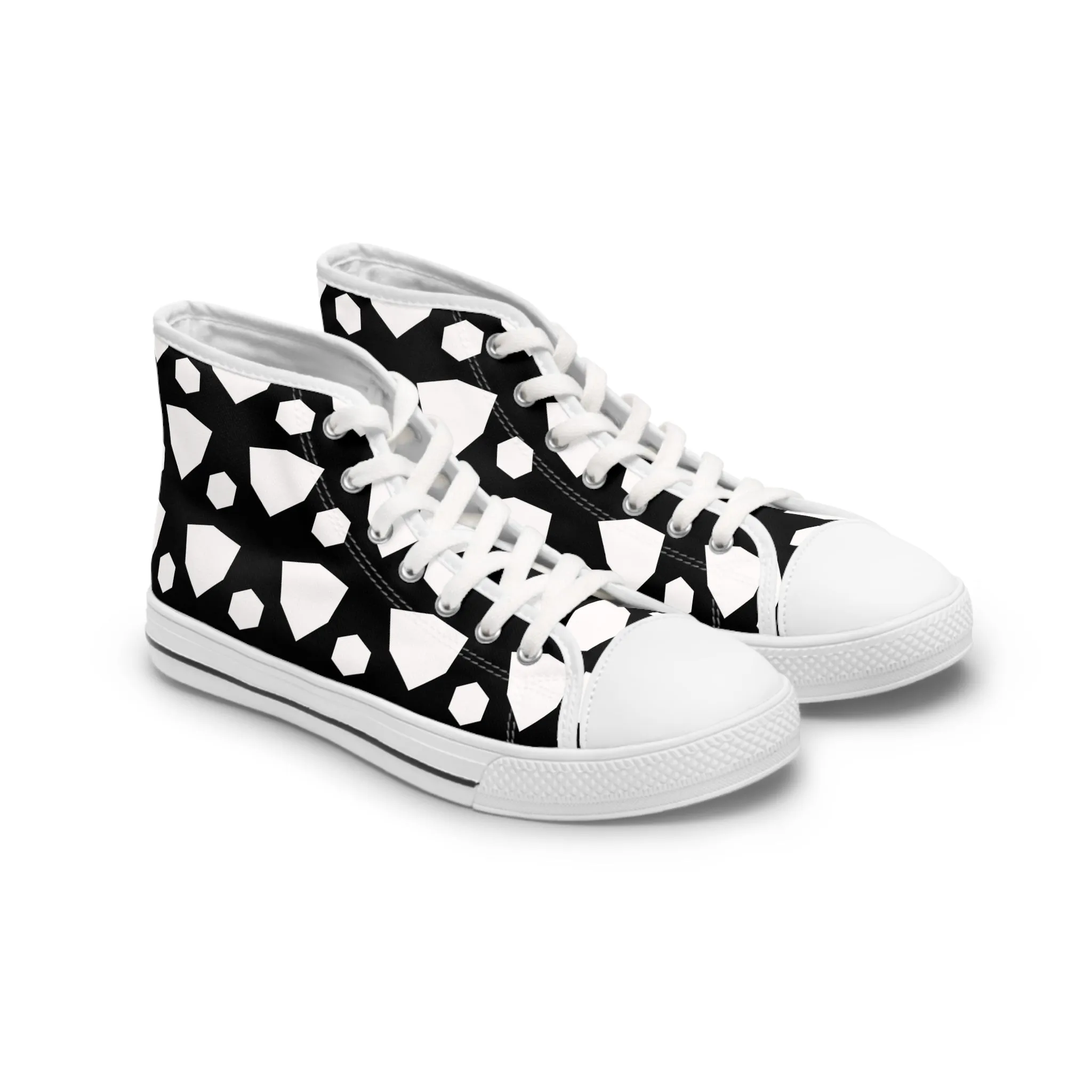 Black and White Shield Women's High Top Sneakers