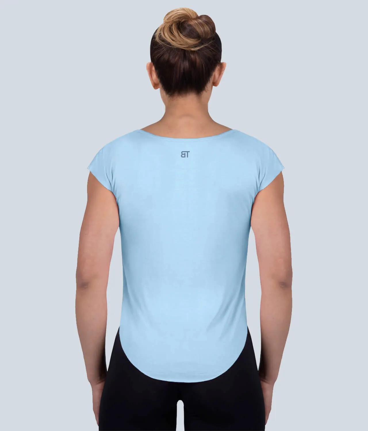 Born Tough Capped Sheer Blue Sleeveless Running Shirt for Women