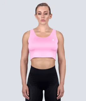 Born Tough Core Pink Sheer Crop Running Top for Women