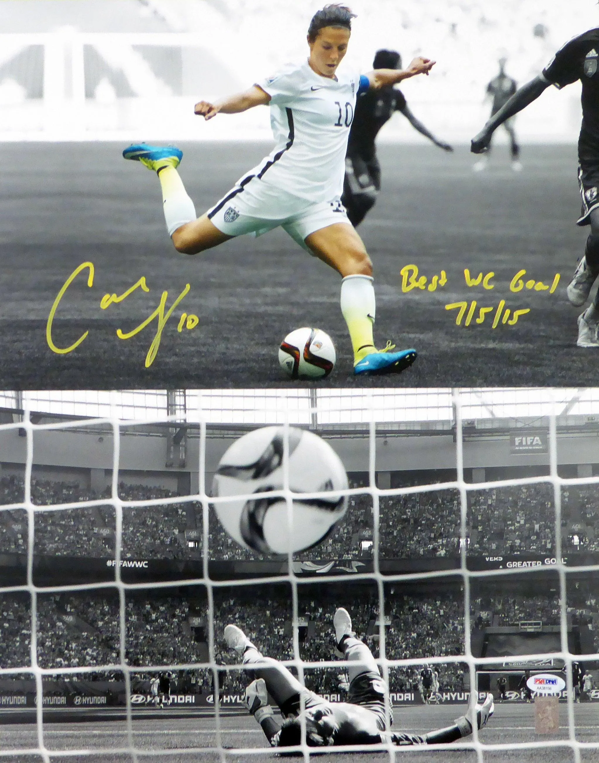 Carli Lloyd Autographed 16x20 Photo Team USA "Best WC Goal 7/5/15" PSA/DNA Stock #98149