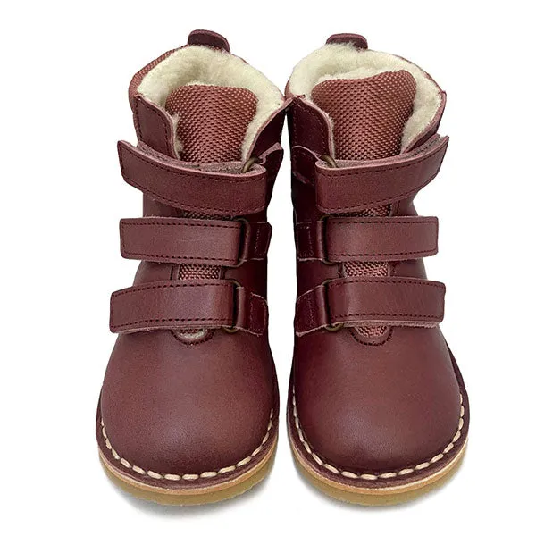 Ernest Kids Velcro Wool-Lined Boot Berry Leather