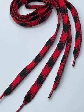 Flat Argyle Shoelaces - Black and Red