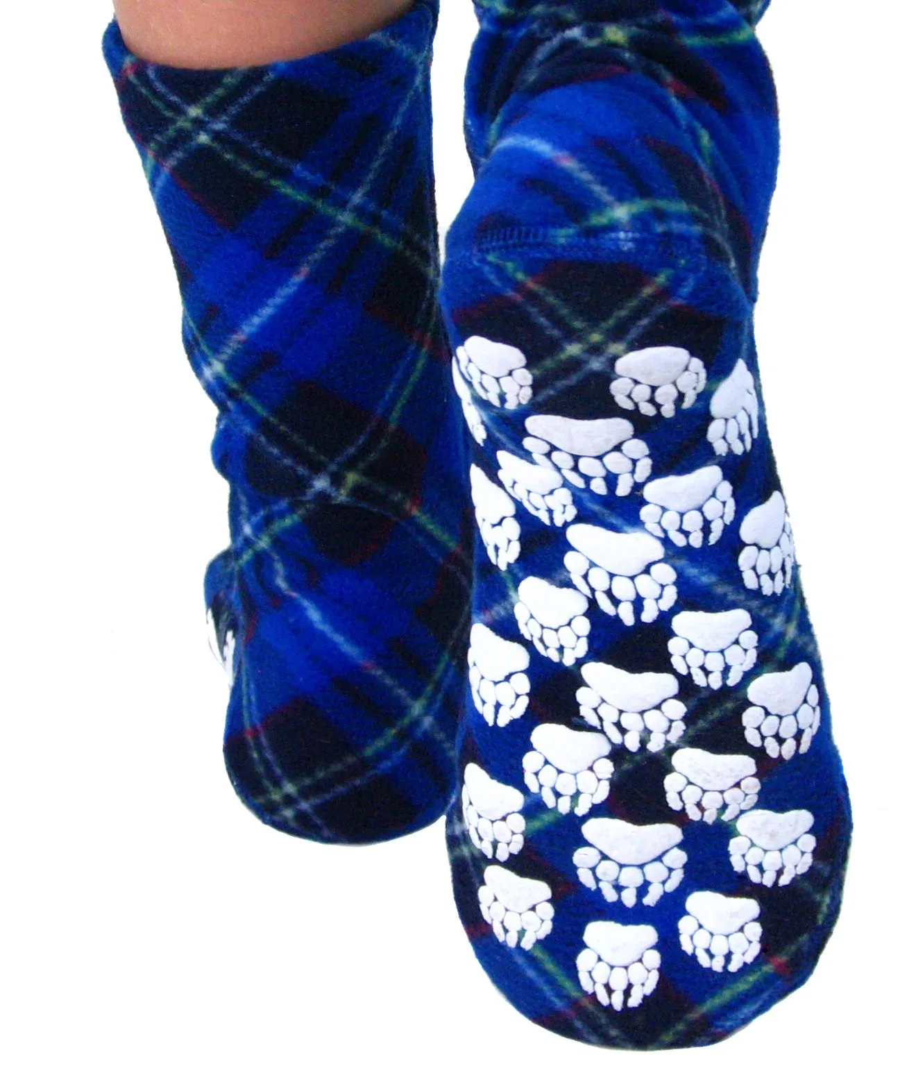 Kids' Nonskid Fleece Socks - Blue Argyle