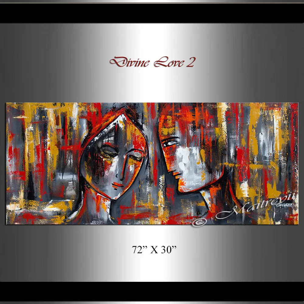 Large Modern Art Oil Painting on Canvas Modern Wall Art Figurative - Divine Love 2