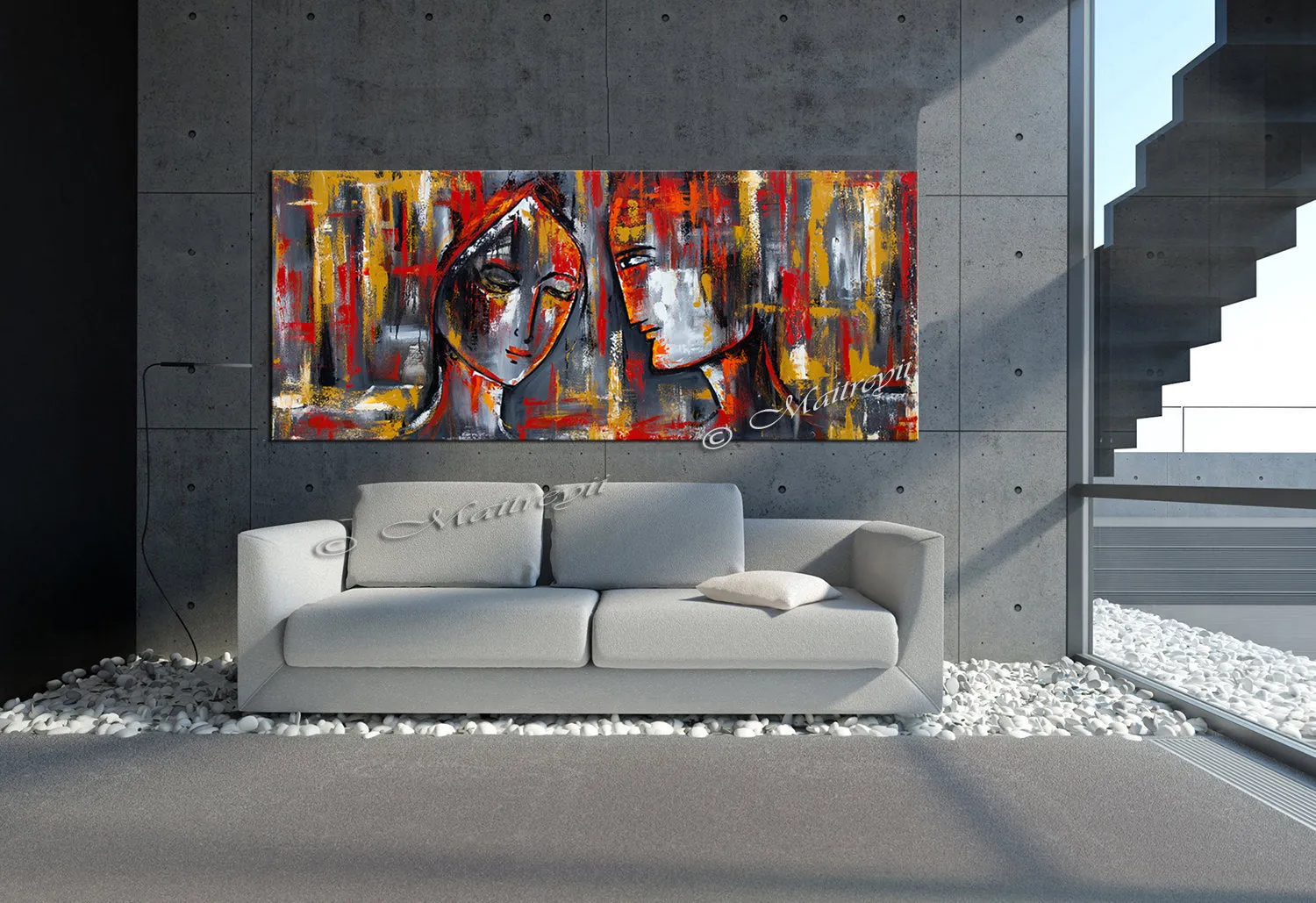 Large Modern Art Oil Painting on Canvas Modern Wall Art Figurative - Divine Love 2