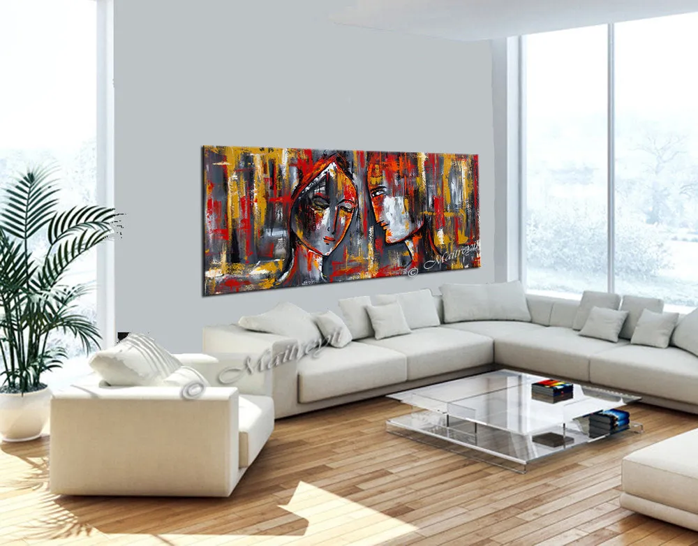 Large Modern Art Oil Painting on Canvas Modern Wall Art Figurative - Divine Love 2