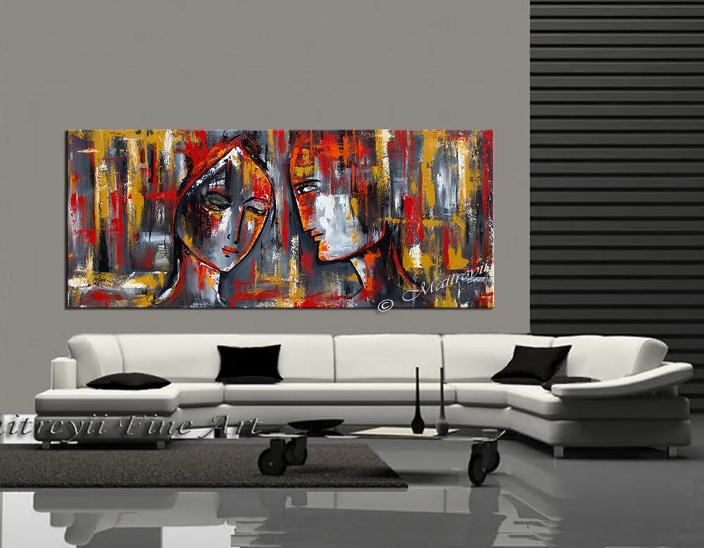 Large Modern Art Oil Painting on Canvas Modern Wall Art Figurative - Divine Love 2