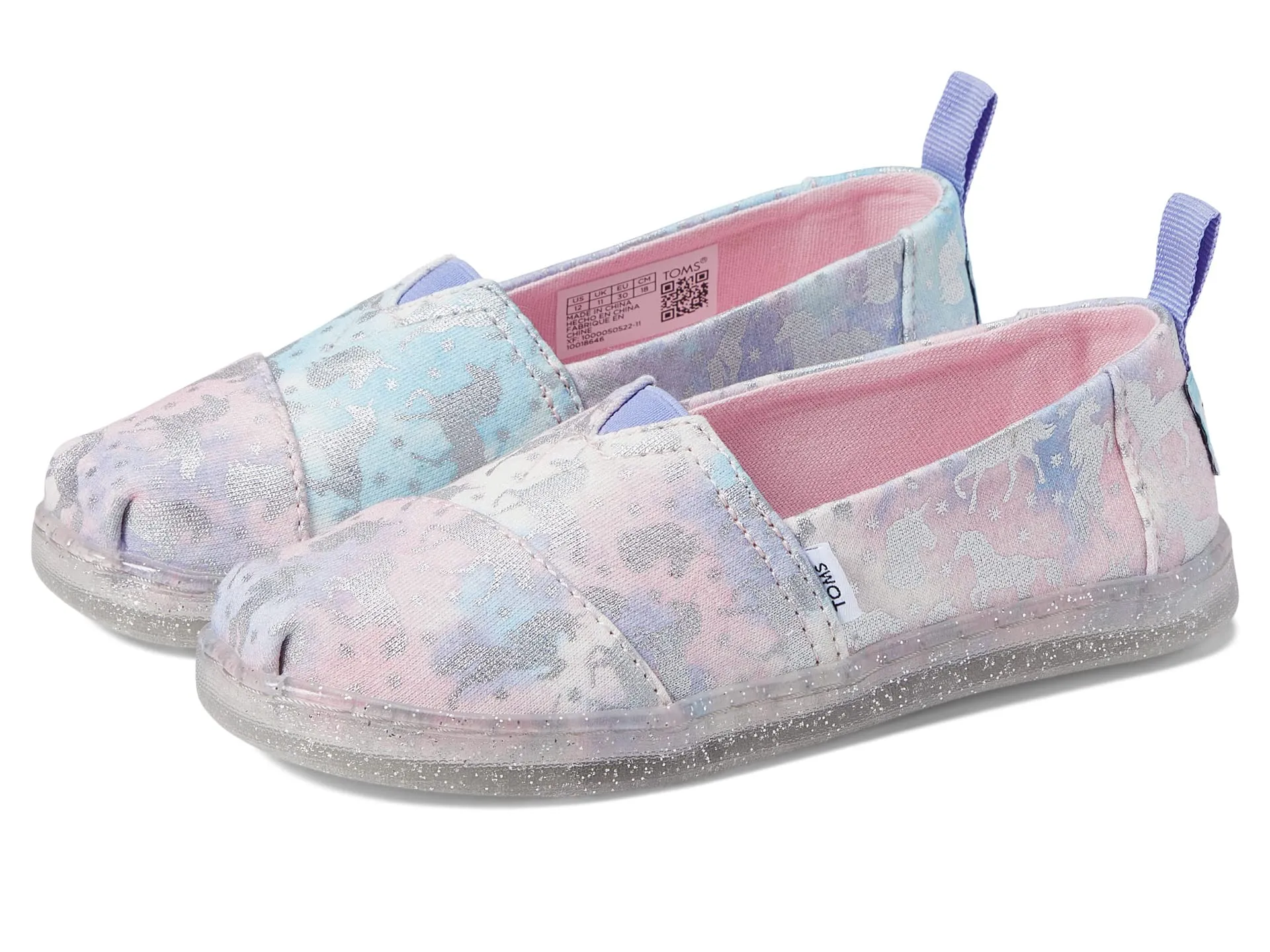 Loafers TOMS Kids Foil Unicorn Tie-Dye Knit Alpargata (Little Kid/Big Kid)