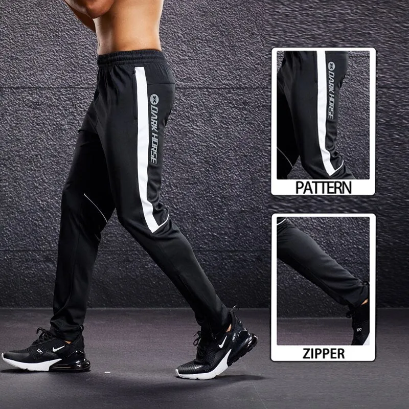 Men Running Sport Pants with Zipper Pockets Football Training Joggings Sweatpants Basketball Soccer Trousers Plus Size for Male