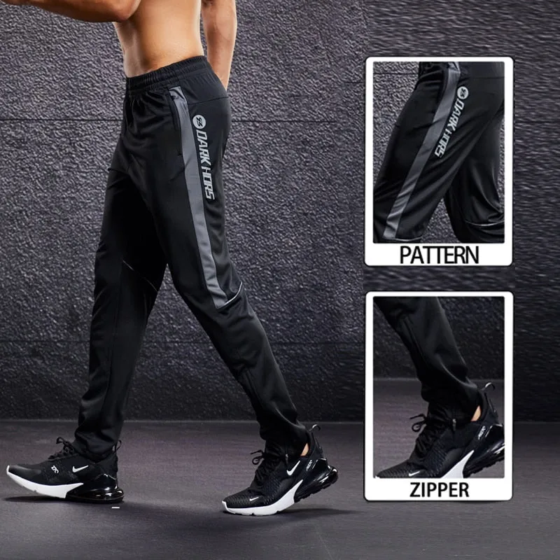 Men Running Sport Pants with Zipper Pockets Football Training Joggings Sweatpants Basketball Soccer Trousers Plus Size for Male