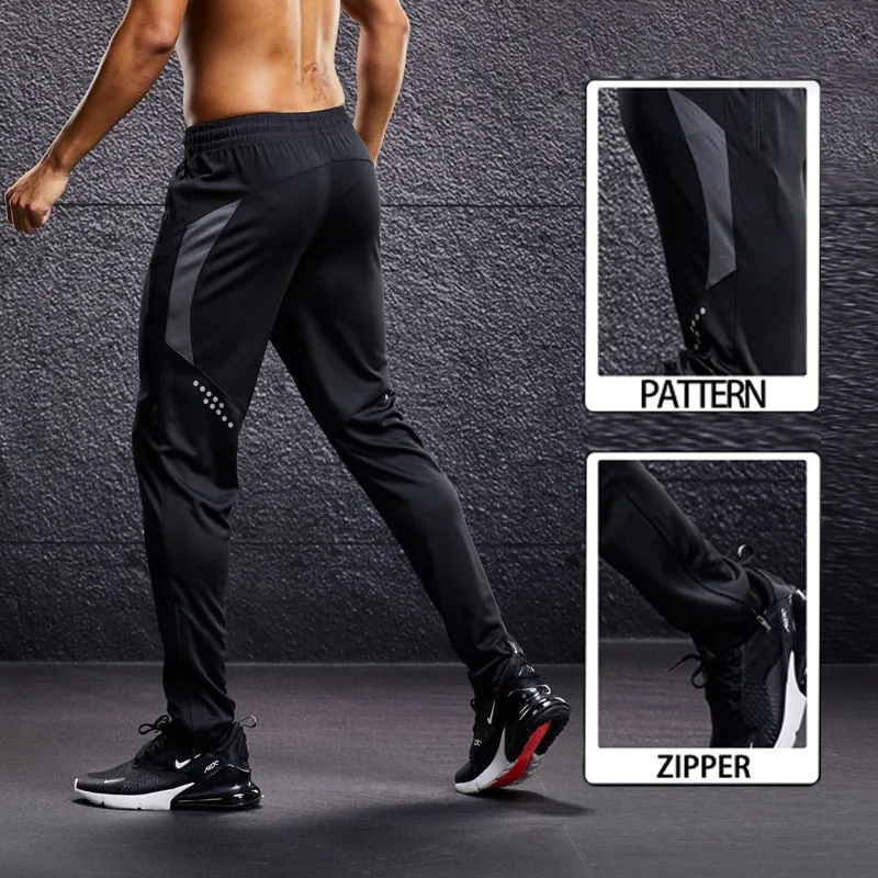 Men Running Sport Pants with Zipper Pockets Football Training Joggings Sweatpants Basketball Soccer Trousers Plus Size for Male