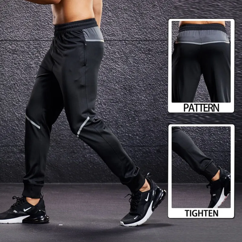 Men Running Sport Pants with Zipper Pockets Football Training Joggings Sweatpants Basketball Soccer Trousers Plus Size for Male