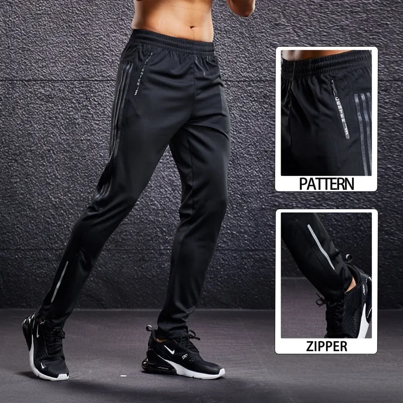 Men Running Sport Pants with Zipper Pockets Football Training Joggings Sweatpants Basketball Soccer Trousers Plus Size for Male