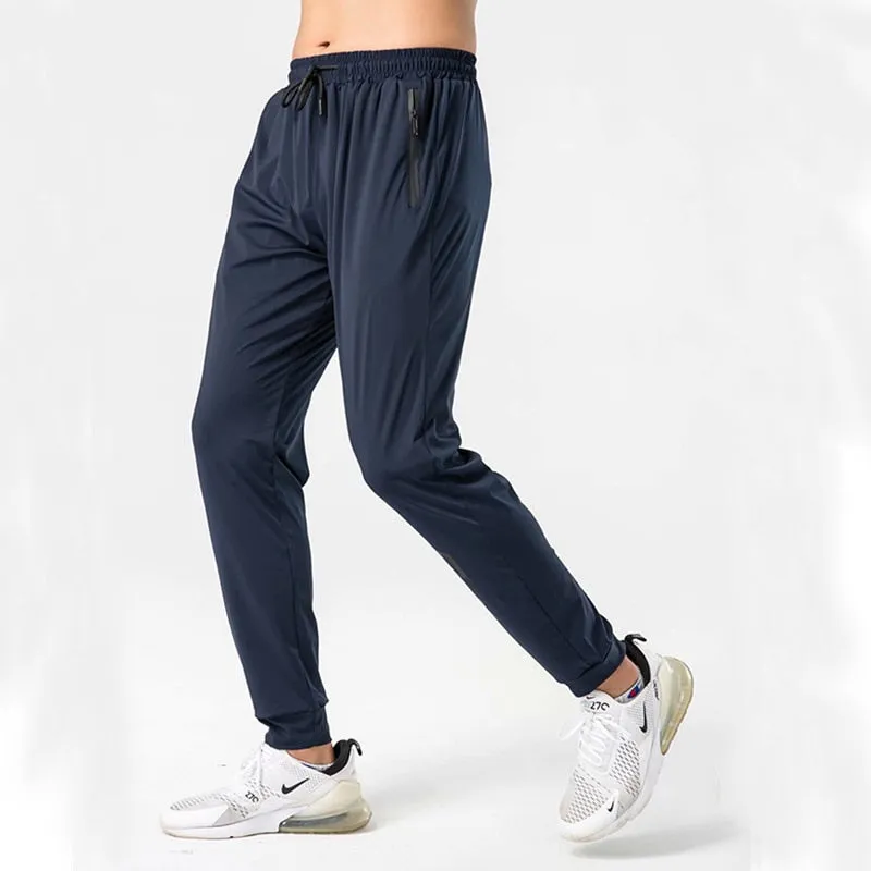 Men Sports Running Pants Zipper Athletic Football Soccer Training Elasticity Legging Jogging Gym Trousers