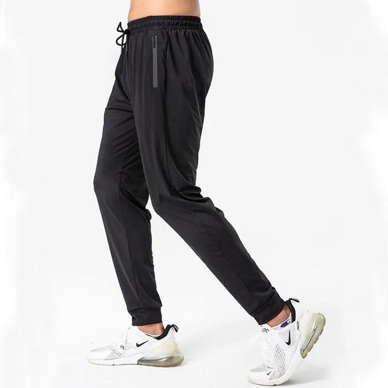 Men Sports Running Pants Zipper Athletic Football Soccer Training Elasticity Legging Jogging Gym Trousers