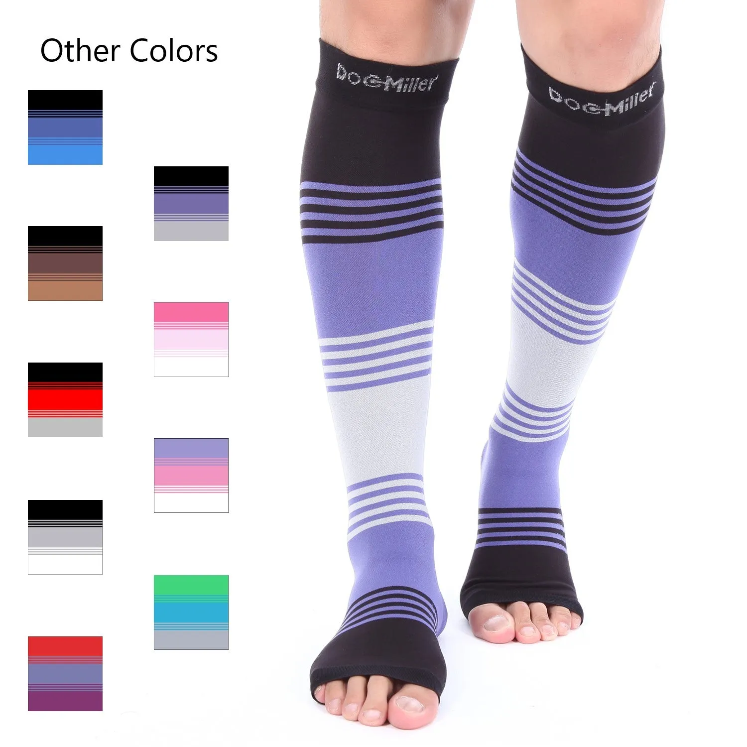 Open Toe Compression Socks 20-30 mmHg 3 Colors