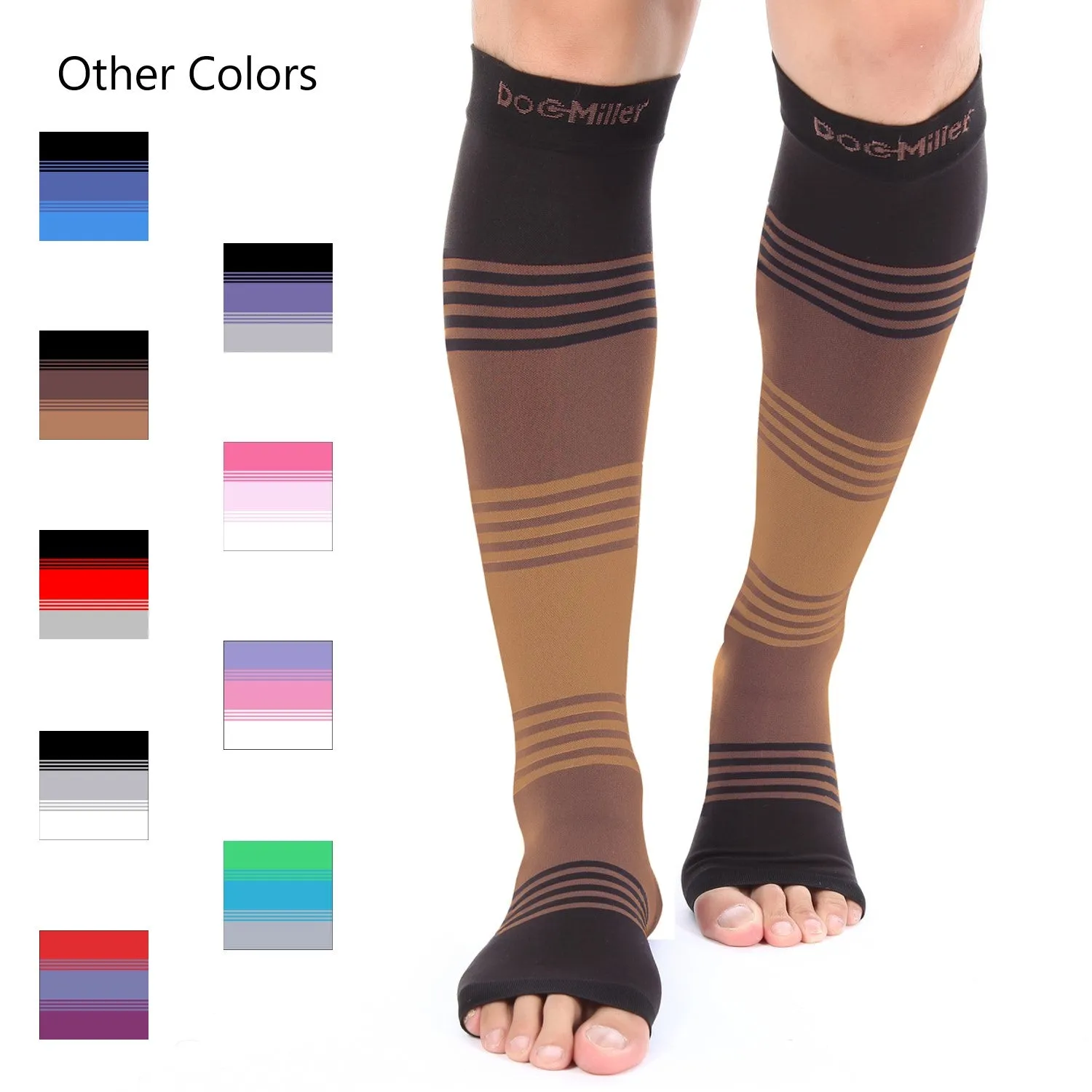 Open Toe Compression Socks 20-30 mmHg 3 Colors