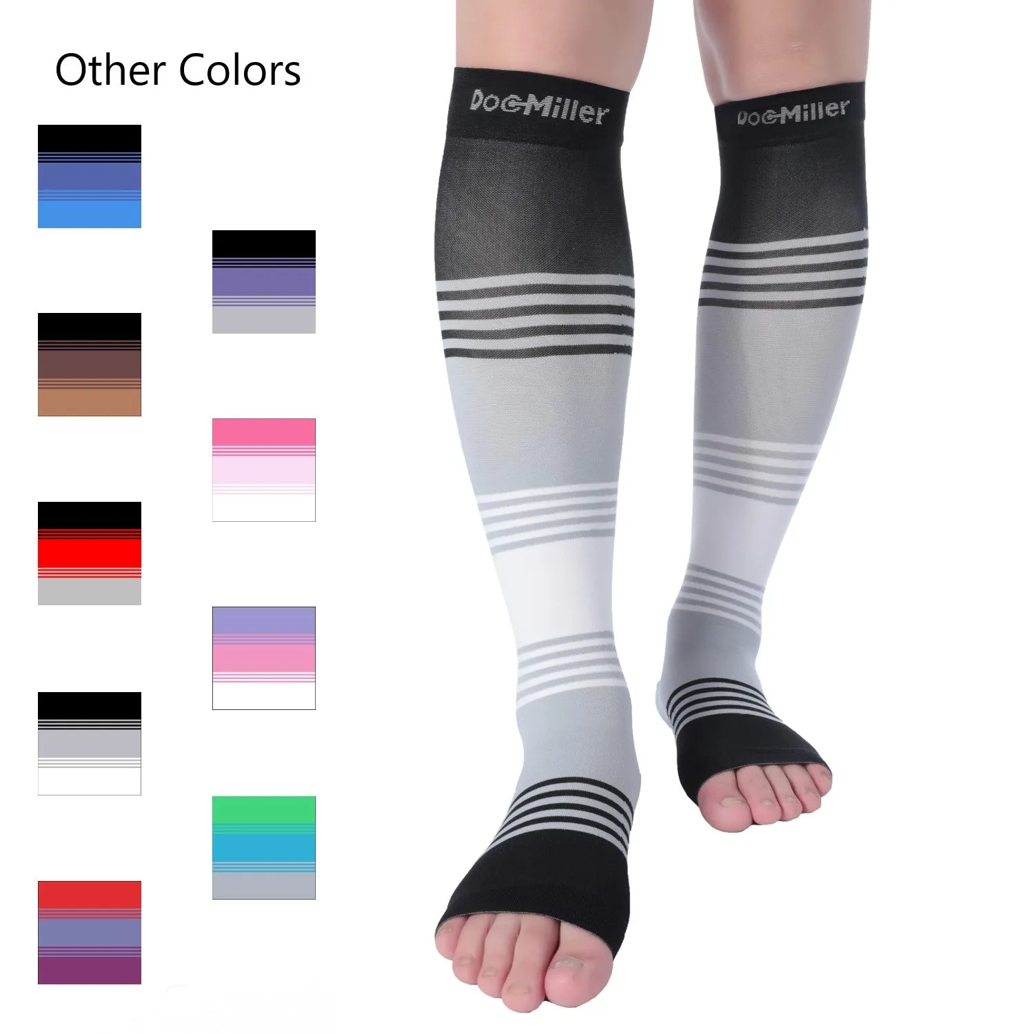 Open Toe Compression Socks 20-30 mmHg 3 Colors