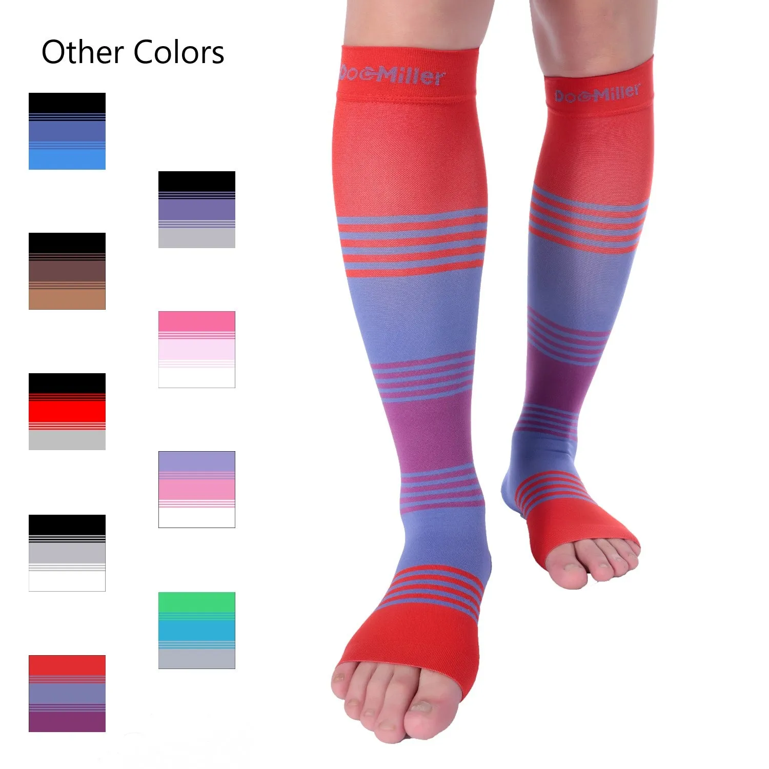 Open Toe Compression Socks 20-30 mmHg 3 Colors