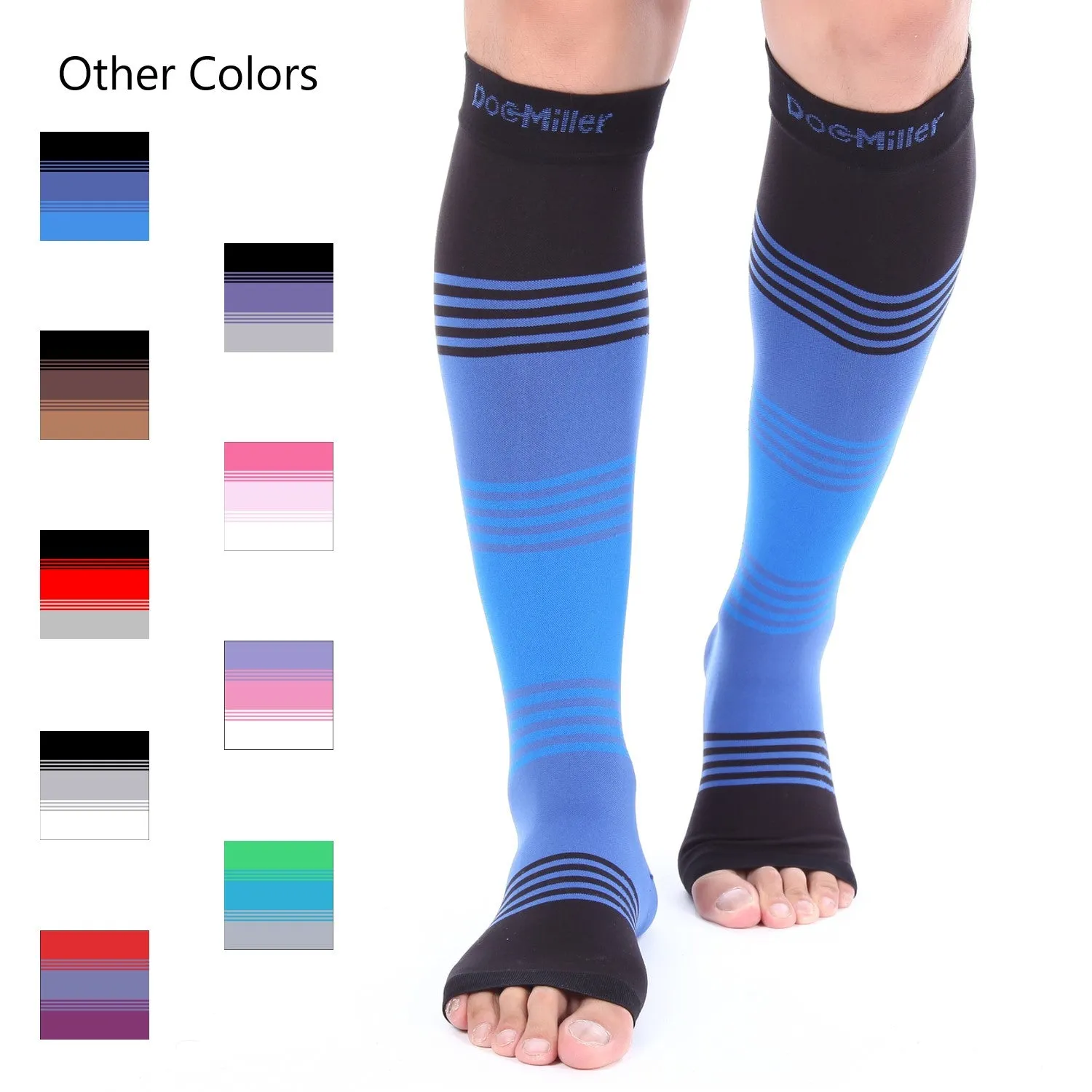 Open Toe Compression Socks 20-30 mmHg 3 Colors