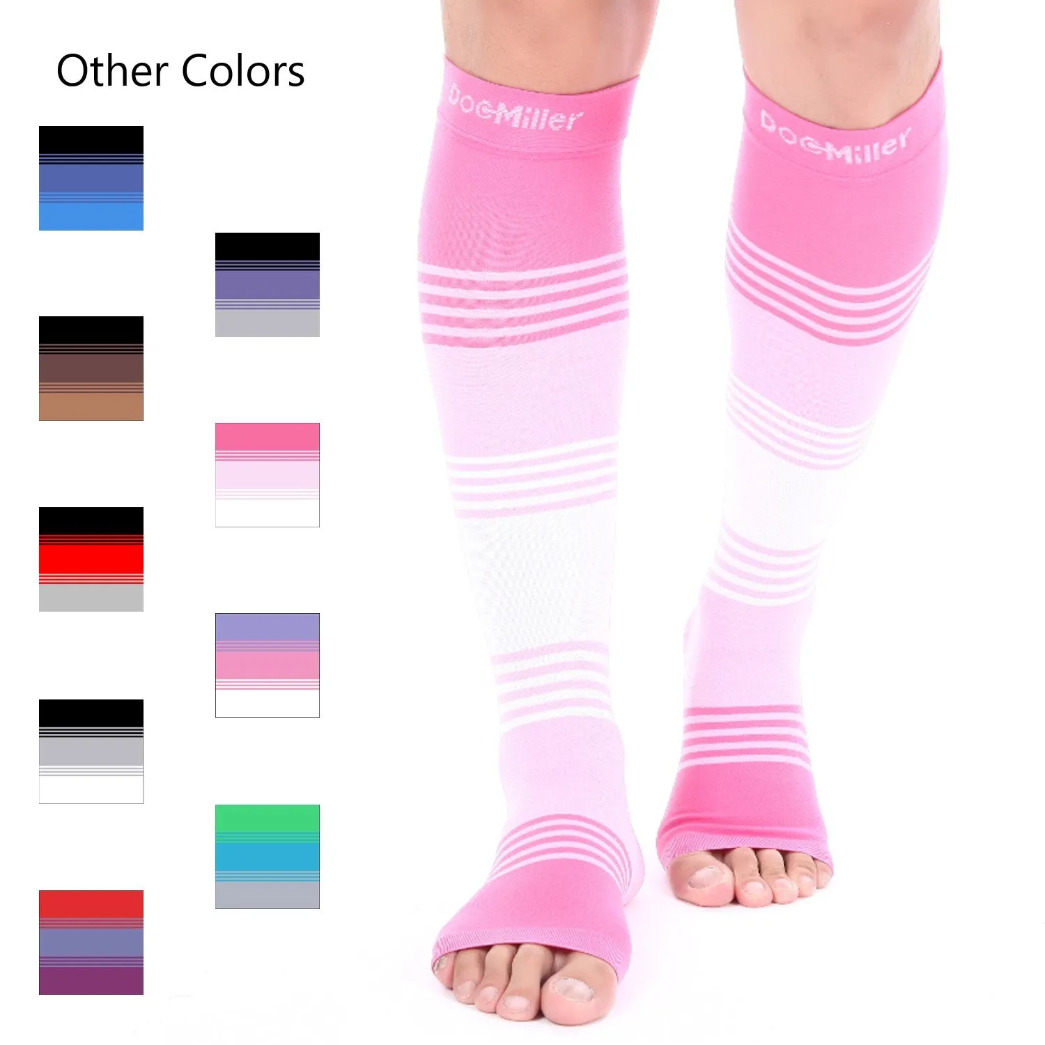 Open Toe Compression Socks 20-30 mmHg 3 Colors