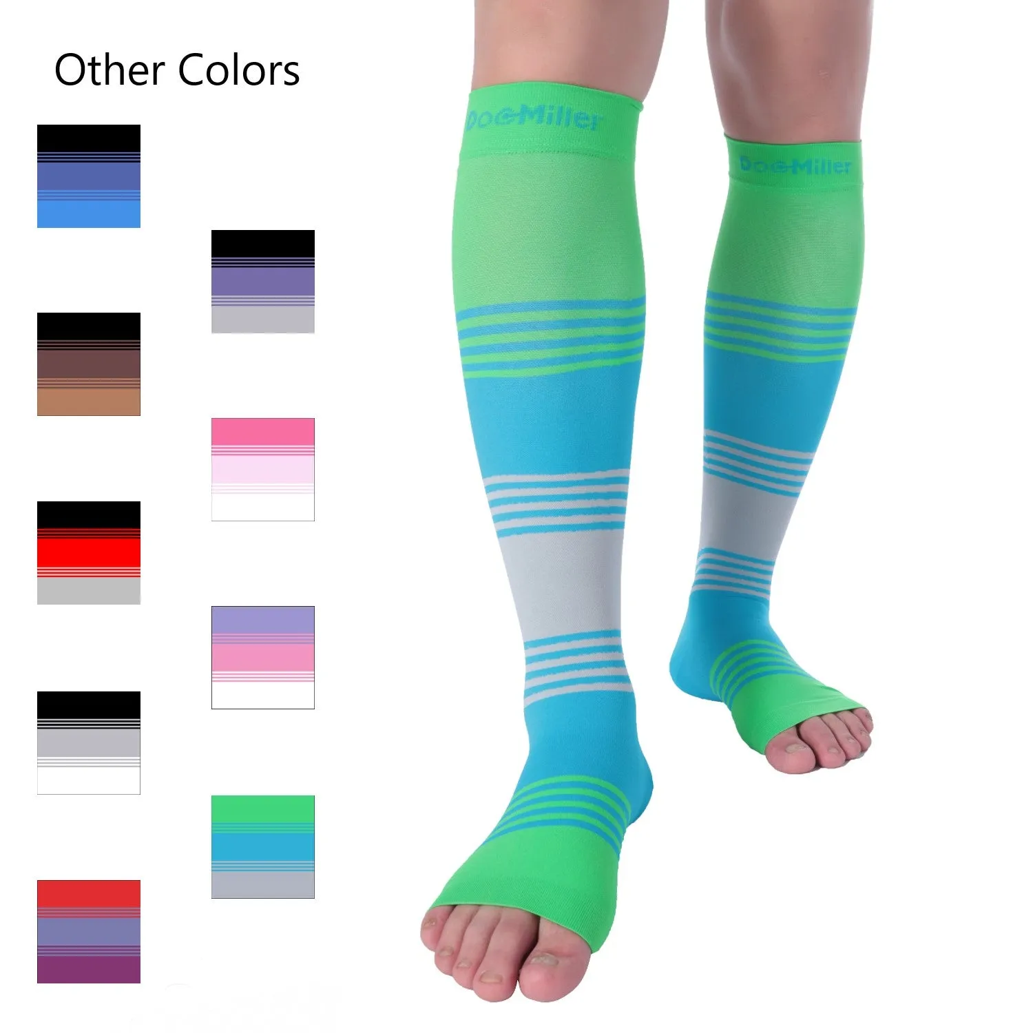 Open Toe Compression Socks 20-30 mmHg 3 Colors