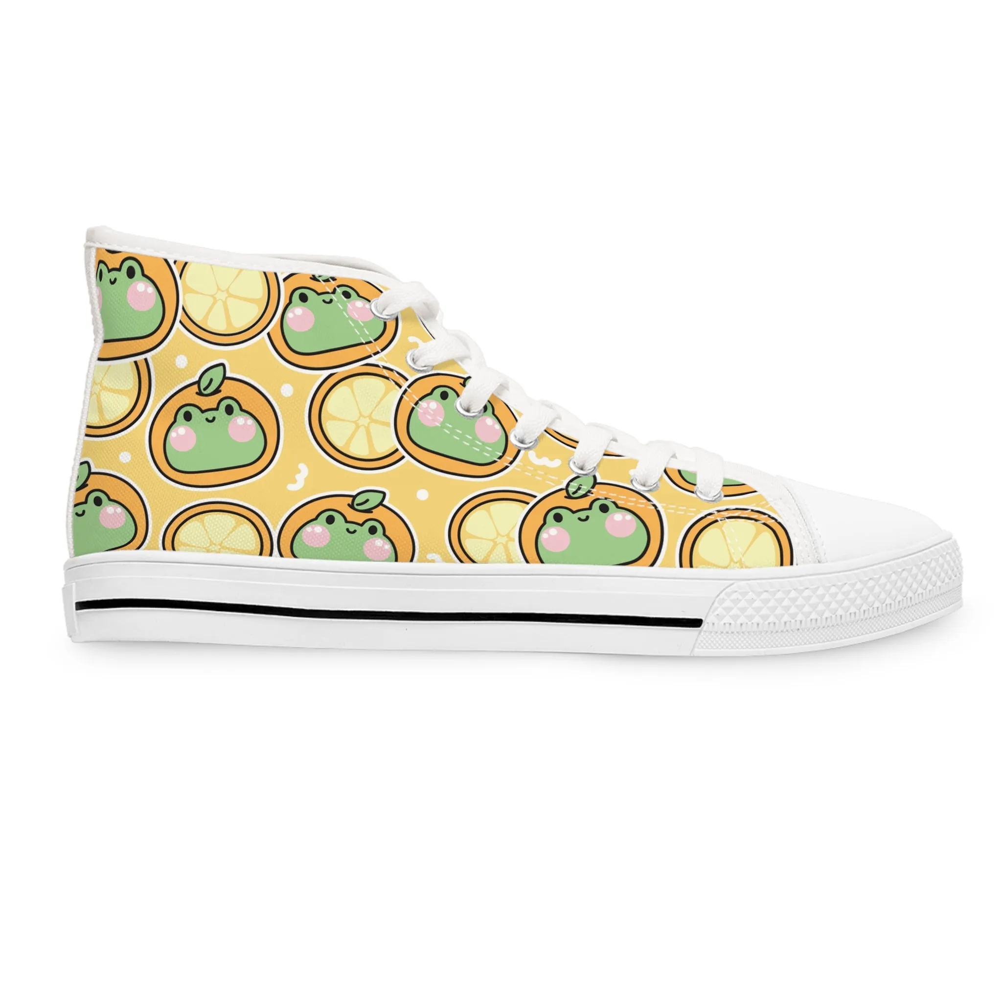 Orange Frog Background Women's High Top Sneakers