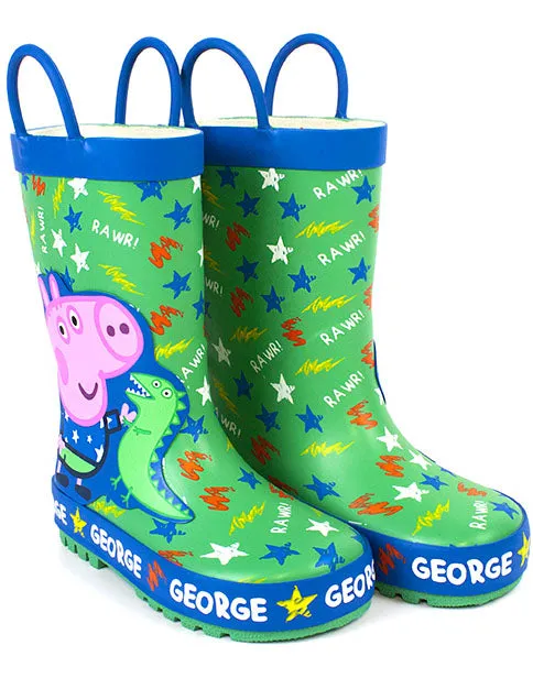 Peppa Pig George Pig And Dinosaur Boy's Wellies Green