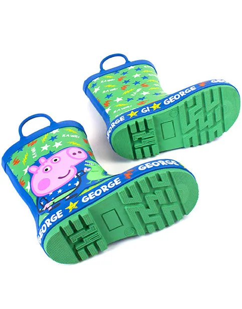 Peppa Pig George Pig And Dinosaur Boy's Wellies Green