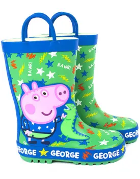 Peppa Pig George Pig And Dinosaur Boy's Wellies Green