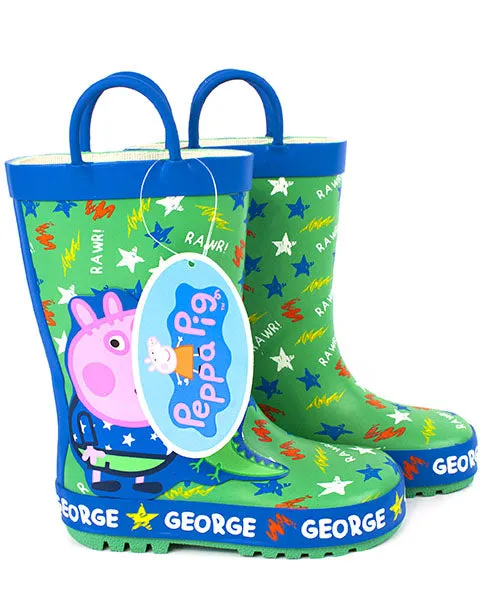 Peppa Pig George Pig And Dinosaur Boy's Wellies Green