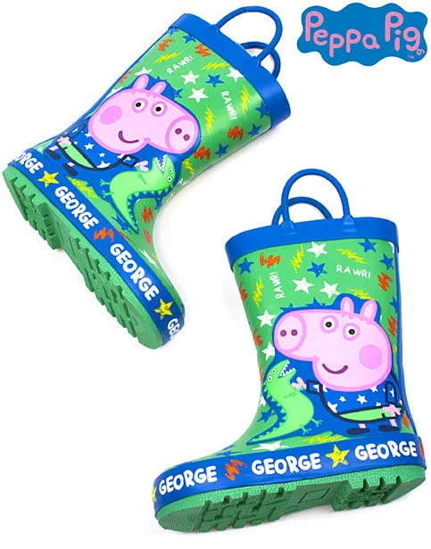 Peppa Pig George Pig And Dinosaur Boy's Wellies Green