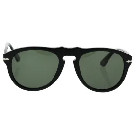 Persol Mens 0PO0649 95/58  Square Sunglasses,Black Frame/Green Lens,52