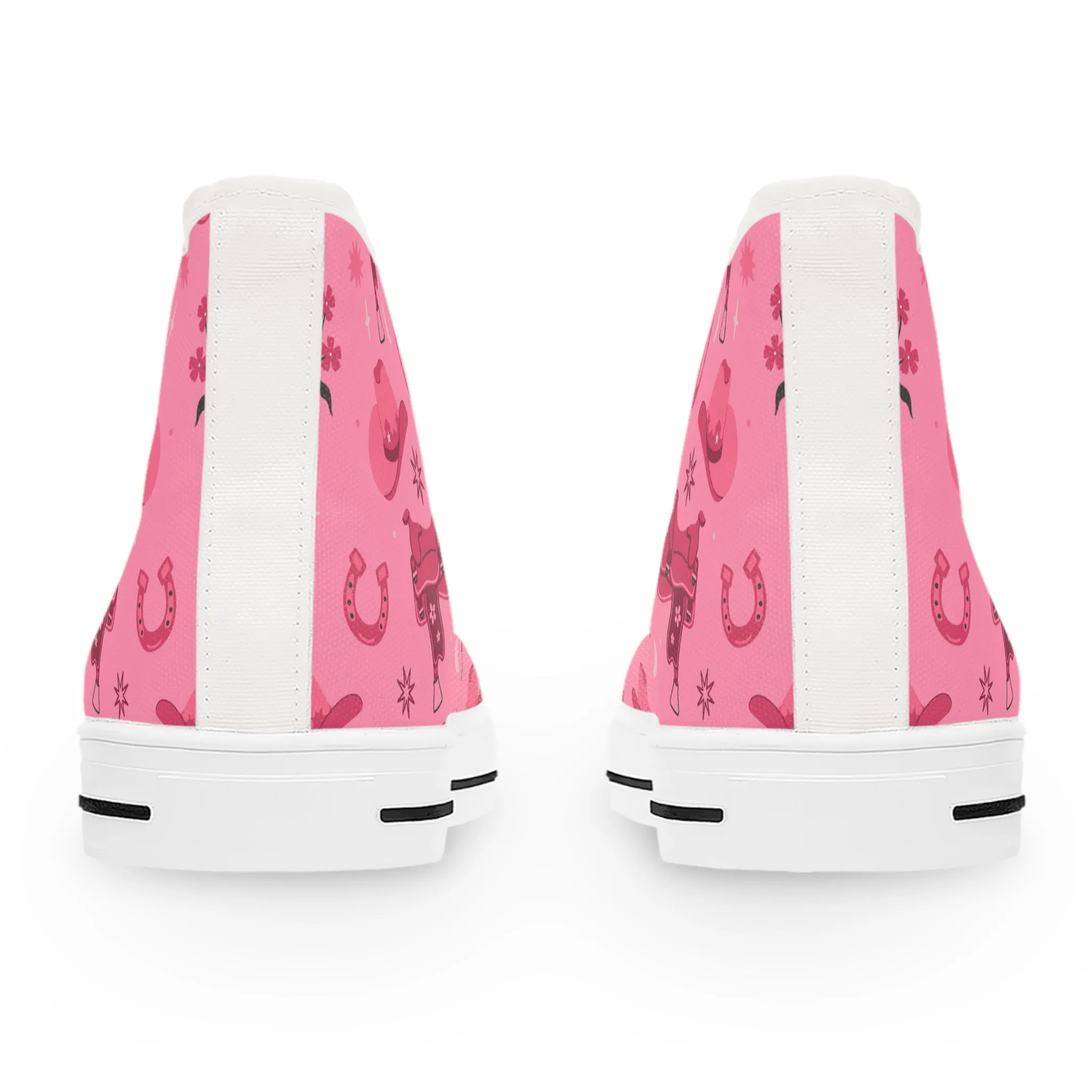 Pink Cowboy Hats Women's High Top Sneakers